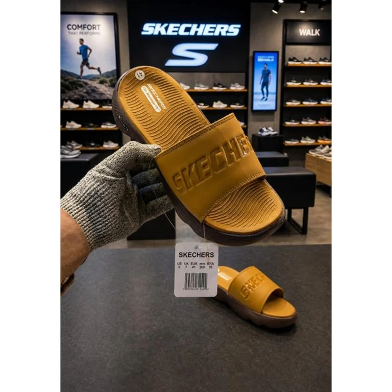 Premium Skechers Go Walk Slides Goga Mat Tan For Men (HS500) - stayhit.in