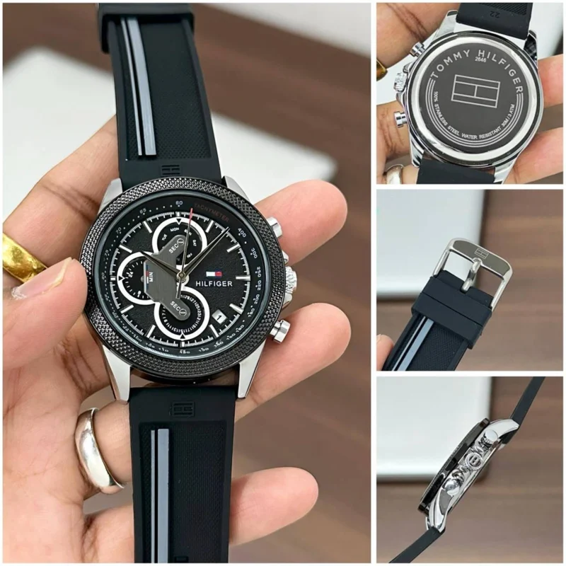 Premium Tommy Hilfiger Clark Watch Black Strap For Men (SOS511) - stayhit.in