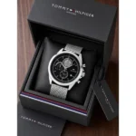 Premium Tommy Hilfiger Watch Silver Black For Men