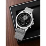 Premium Tommy Hilfiger Watch Silver Black For Men (BOT3076) - stayhit.in