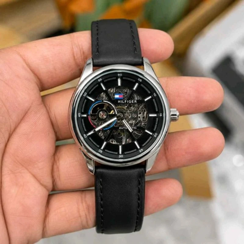 Premium Tommy Skeleton Leather Watch For Men (FGS176) - stayhit.in