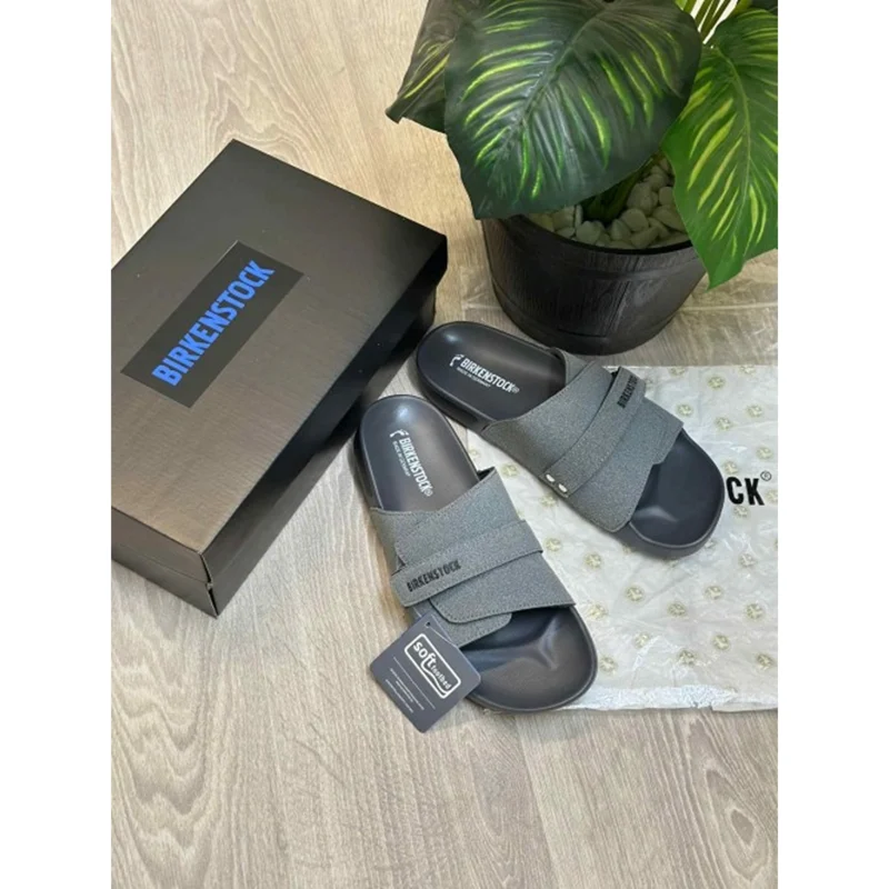 Stylish Birkenstock Adjust Velcro Slides Straps Soft Cushion Grey For Men (HS434) - stayhit.in