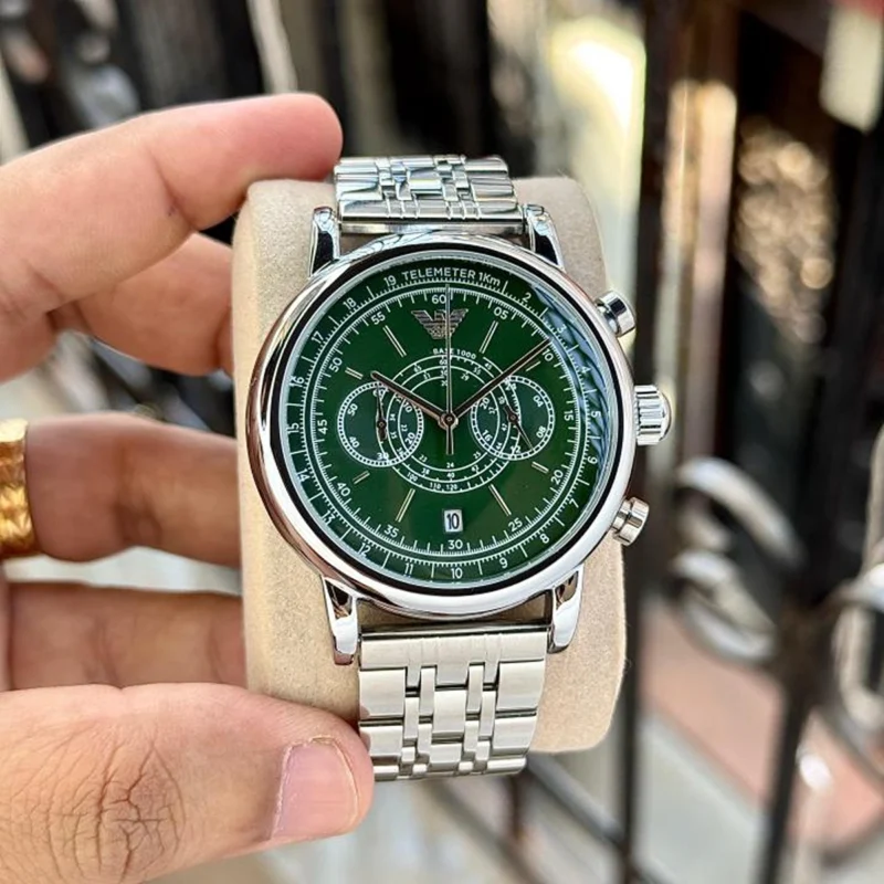 Stylish Emporio Armani Hampton Watch Green Dial For Men (BOT3359) - stayhit.in