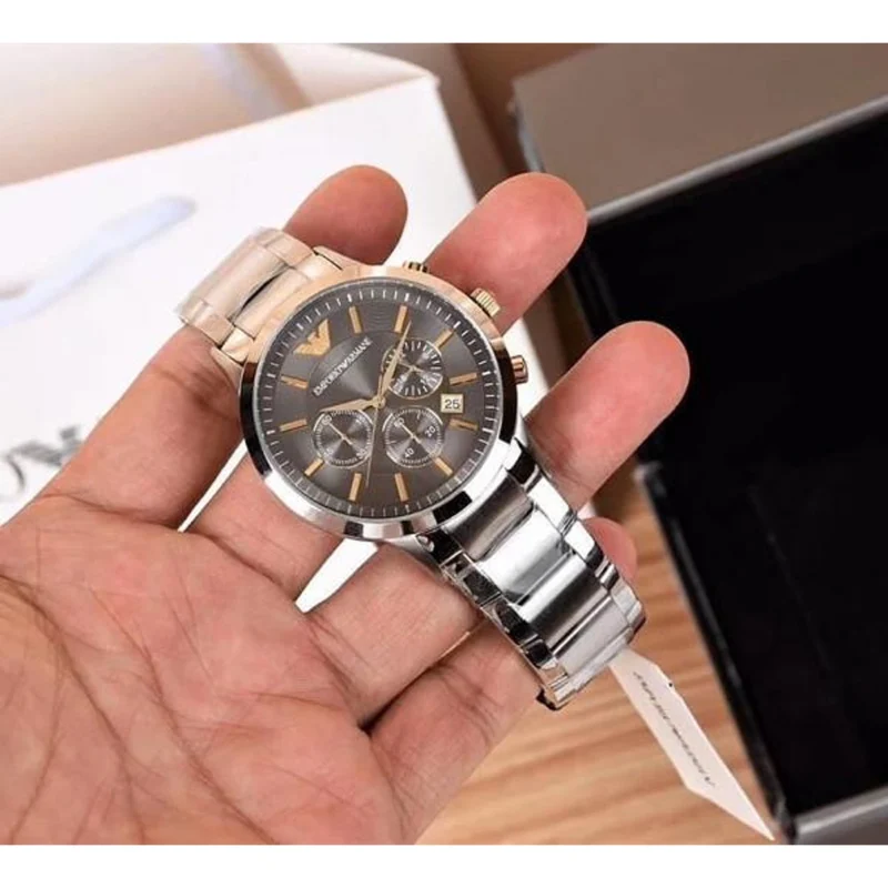 Stylish Emporio Armani Watch Silver Black Gold For Men (BOT3034) - stayhit.in