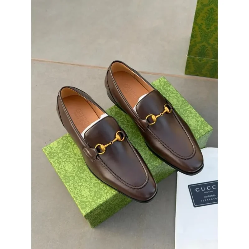 Stylish Gucci Jordan Horsebit Leather Loafers Brown For Men (BSF1519) - stayhit.in