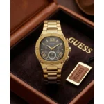 Stylish Guess Square Chronograph Watch Gold Black For Men (BOT3350) - stayhit.in