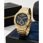 Stylish Guess Square Chronograph Watch Gold Blue For Men (BOT3351) - stayhit.in