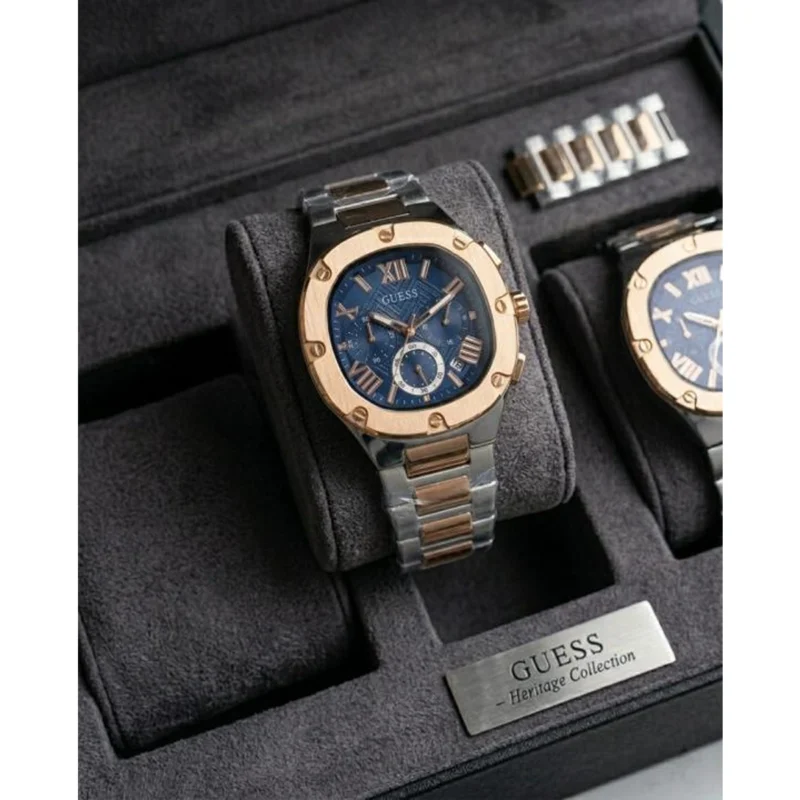 Stylish Guess Square Watch Two Tone Copper Blue For Men (BOT3345) - stayhit.in