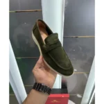 Stylish Loro Piana Suede Loafers Green Leather For Men (JH667) - stayhit.in