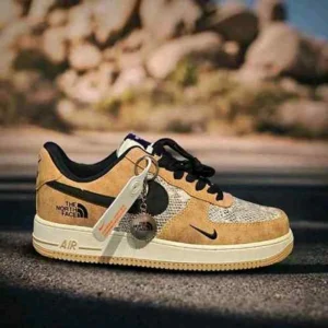Stylish Nike Air Force 1 North Face Shoes Beige Black For Men (WS274) - stayhit.in