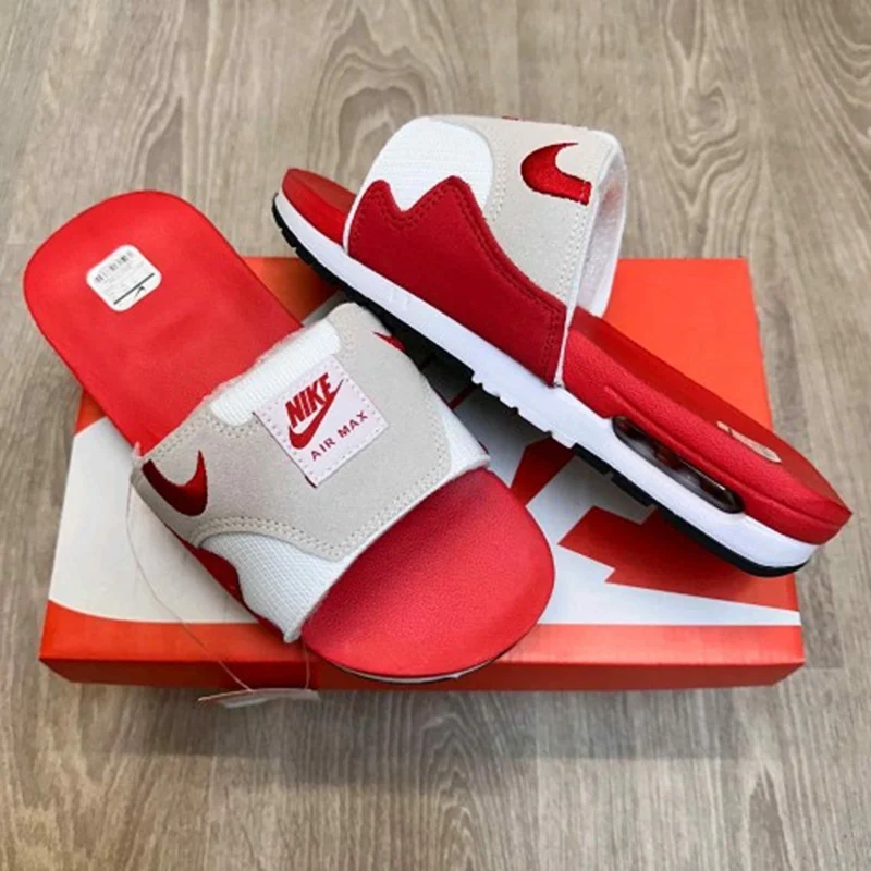 Stylish Nike Air Max Flip Flops Red White For Men (HS440) - stayhit.in