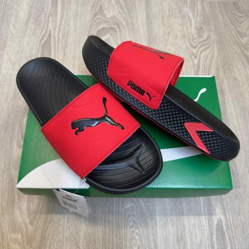 Stylish Puma Softride Pro Slides Leadpuff Red Black For Men (HS448) - stayhit.in