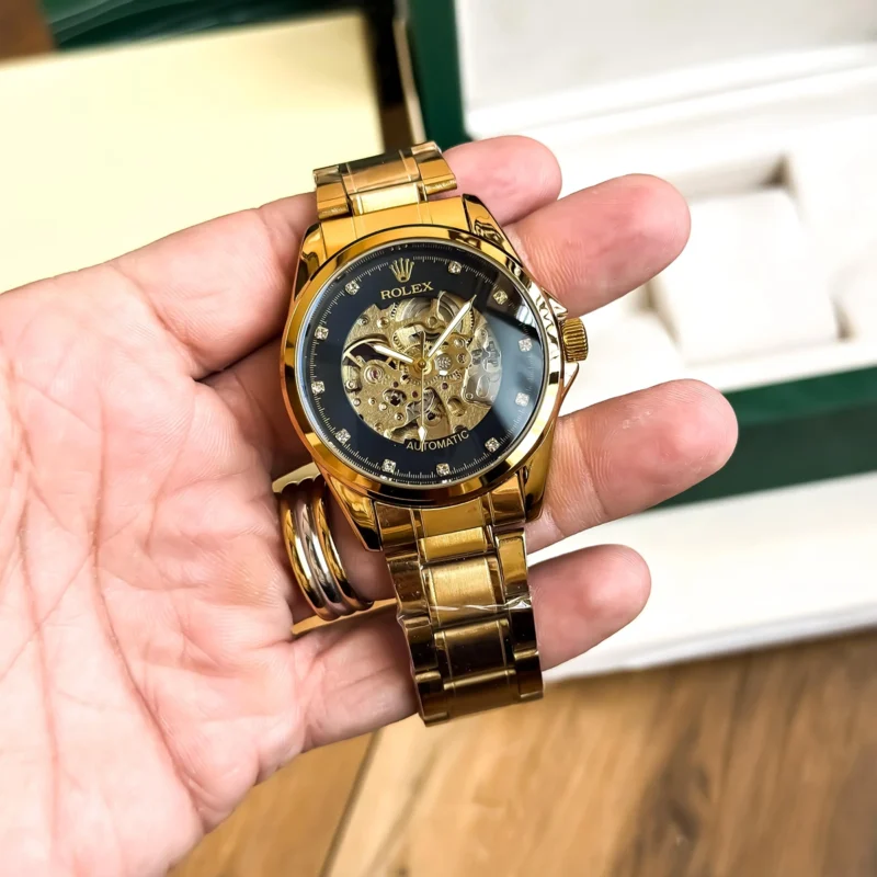 Stylish Rolex Auto Watch Gold Black For Men (JH559) - stayhit.in