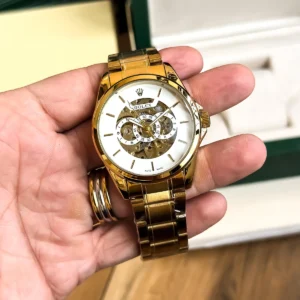 Stylish Rolex Auto Watch Gold White For Men (JH560) - stayhit.in