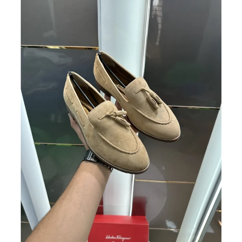 Stylish Salvatore Ferragamo Formal Shoes Wooden Sole Beige For Men (JH651) - stayhit.in