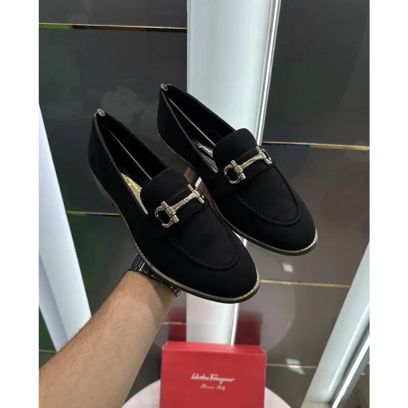 Stylish Salvatore Ferragamo Formal Shoes Wooden Sole Black For Men (JH652) - stayhit.in