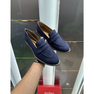 Stylish Salvatore Ferragamo Loafer Shoes Wooden Sole Blue For Men (JH665) - stayhit.in