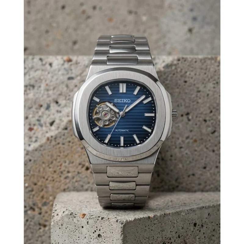 Stylish Seiko Mod Nautilus Watch Open Heart Automatic For Men (LAB795) - stayhit.in