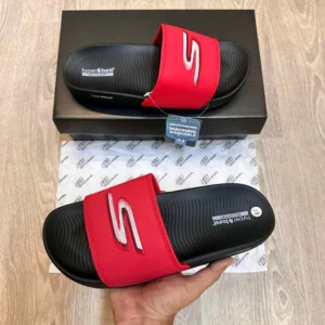 Stylish Skechers Hyper Burst Soft Flip Flops Red Black For Men (WS415) - stayhit.in