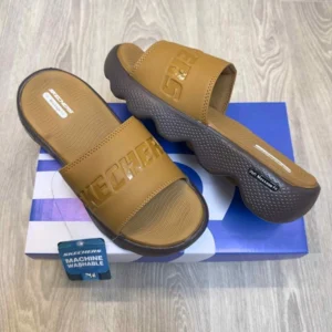 Stylish Skechers Massage Fit Footbed Slides Tan Brown For Men (HS427) - stayhit.in