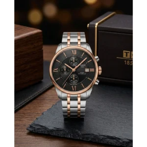 Stylish Tissot 1853 Chemin Watch Two Tone Copper Black For Men (BOT3096) - stayhit.in