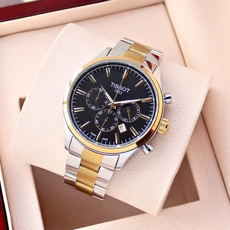 Stylish Tissot 1853 Watch Two Tone Gold Black For Men (LAB951) - stayhit.in