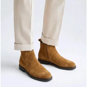Stylish Zara Suede Boots Tan Leather Round Toe For Men (JH657) - stayhit.in